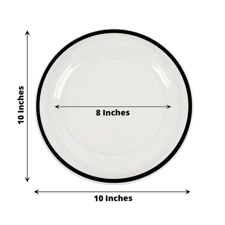 10 Round Plastic Salad Plates with Gold Rim - Disposable Tableware