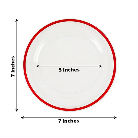 10 Round Plastic Salad Plates with Gold Rim - Disposable Tableware