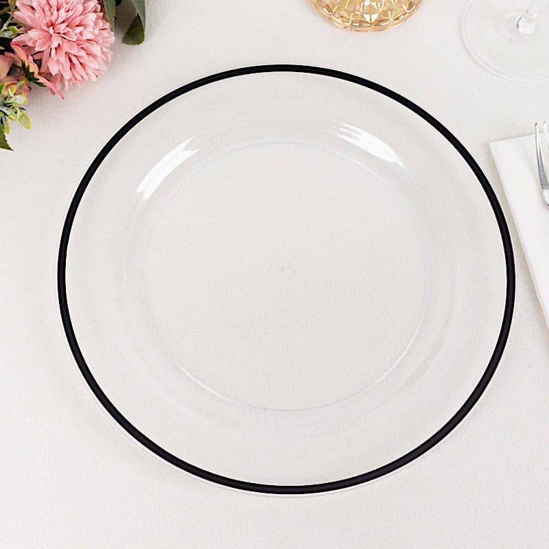 10 Round Plastic Salad Plates with Gold Rim - Disposable Tableware