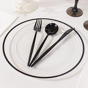 10 Round Plastic Salad Plates with Gold Rim - Disposable Tableware