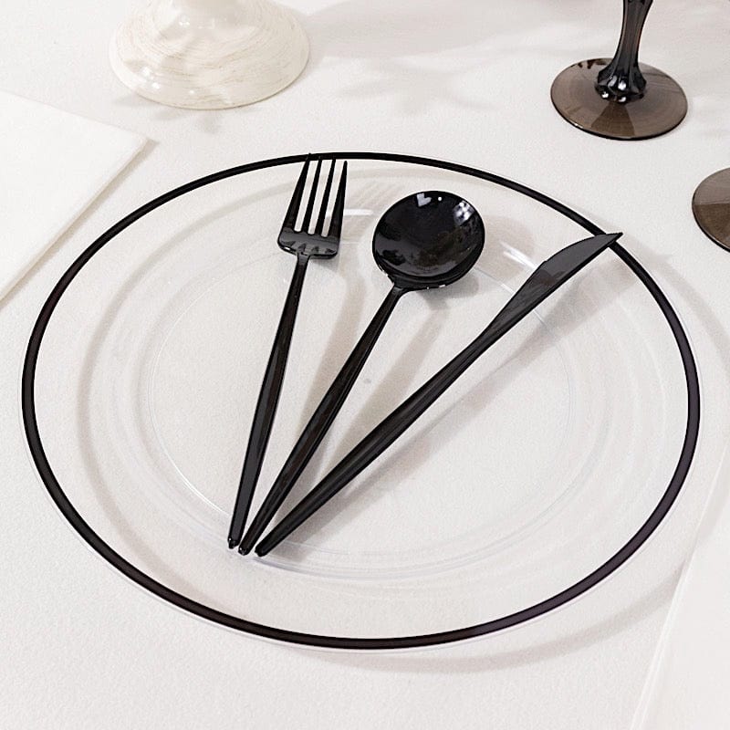 10 Round Plastic Salad Plates with Gold Rim - Disposable Tableware