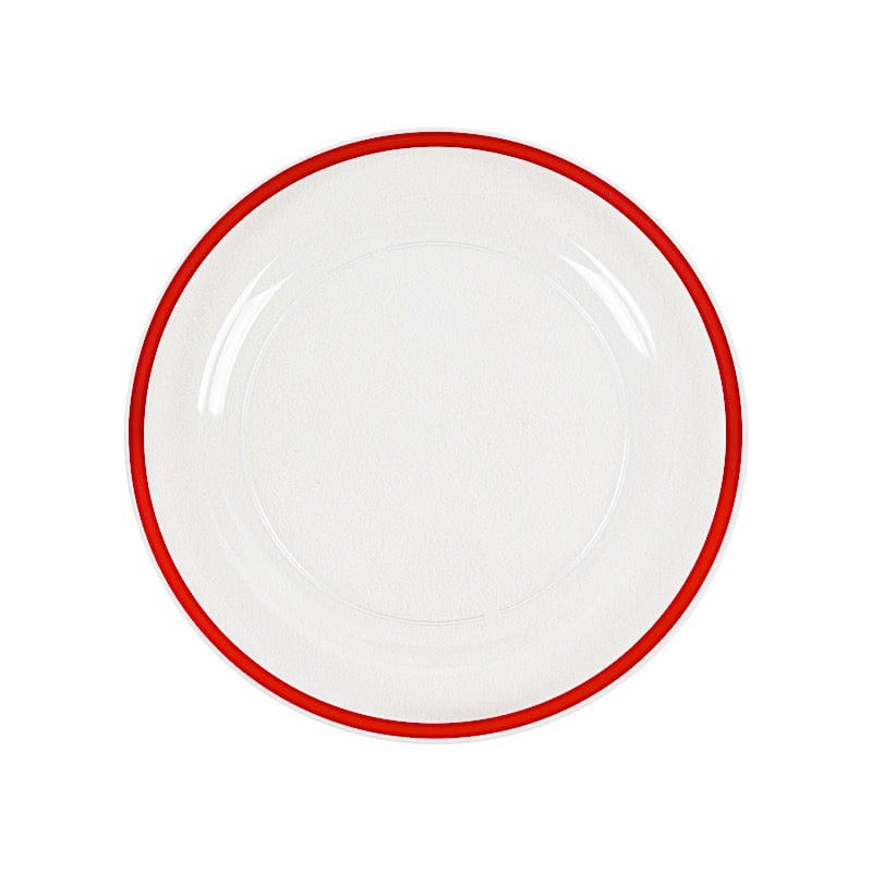10 Round Plastic Salad Plates with Gold Rim - Disposable Tableware