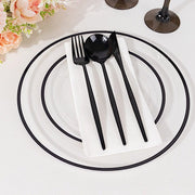 10 Round Plastic Salad Plates with Gold Rim - Disposable Tableware