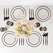 10 Round Plastic Salad Plates with Gold Rim - Disposable Tableware