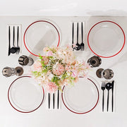 10 Round Plastic Salad Plates with Gold Rim - Disposable Tableware