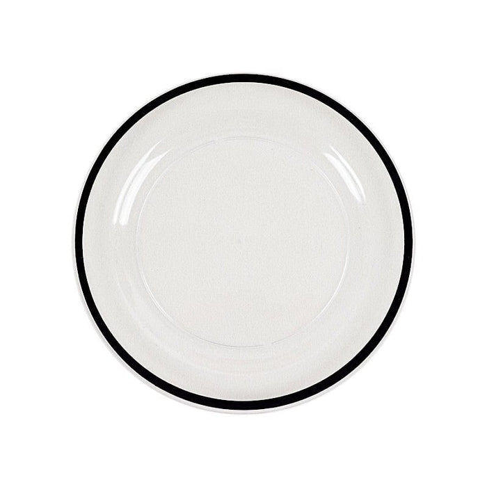 10 Round Plastic Salad Plates with Gold Rim - Disposable Tableware DSP_PLR0012_10_CLBLK