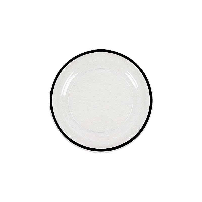 10 Round Plastic Salad Plates with Gold Rim - Disposable Tableware DSP_PLR0012_7_CLBLK