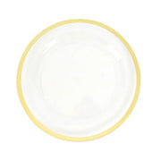 10 Round Plastic Salad Plates with Gold Rim - Disposable Tableware DSP_PLR0012_7_CLGD