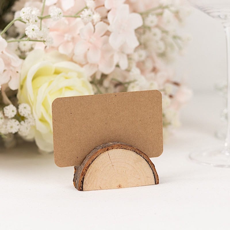 10 Rustic Wood Place Card Holders with Paper Place Cards - Natural CARD_WOOD05_NAT