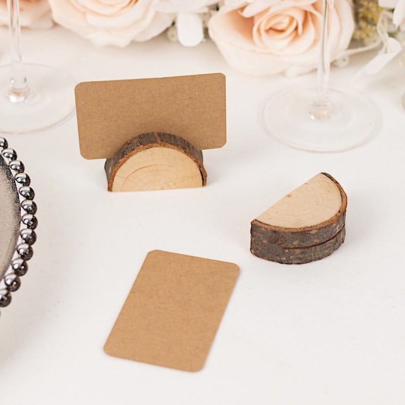 10 Rustic Wood Place Card Holders with Paper Place Cards - Natural CARD_WOOD05_NAT