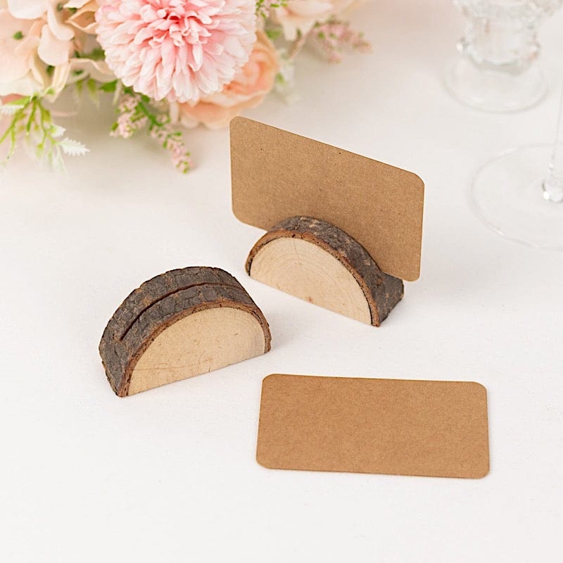 10 Rustic Wood Place Card Holders with Paper Place Cards - Natural CARD_WOOD05_NAT