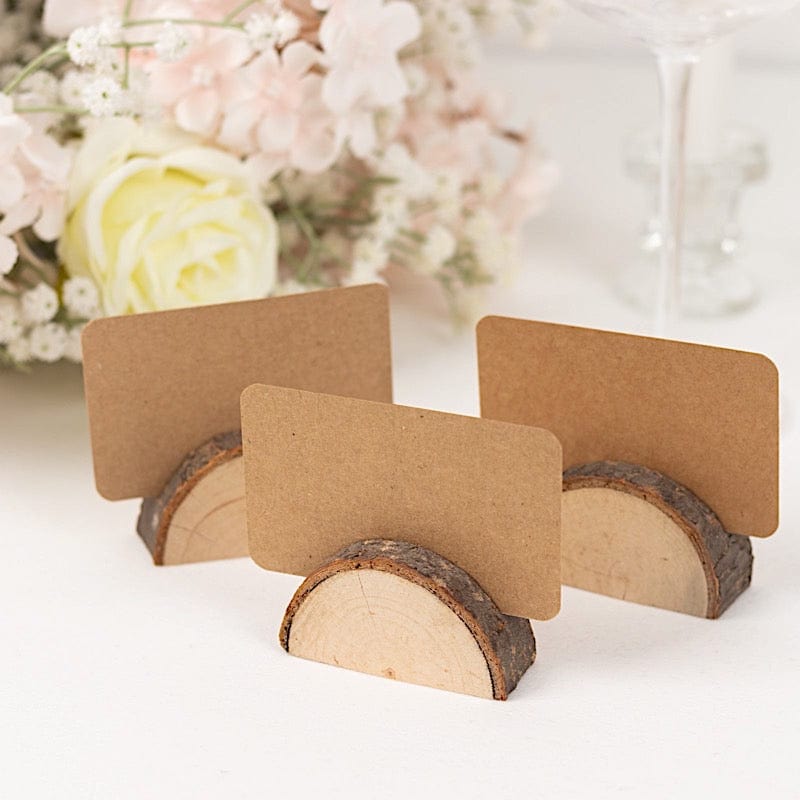 10 Rustic Wood Place Card Holders with Paper Place Cards - Natural CARD_WOOD05_NAT