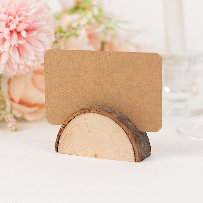 10 Rustic Wood Place Card Holders with Paper Place Cards - Natural CARD_WOOD05_NAT