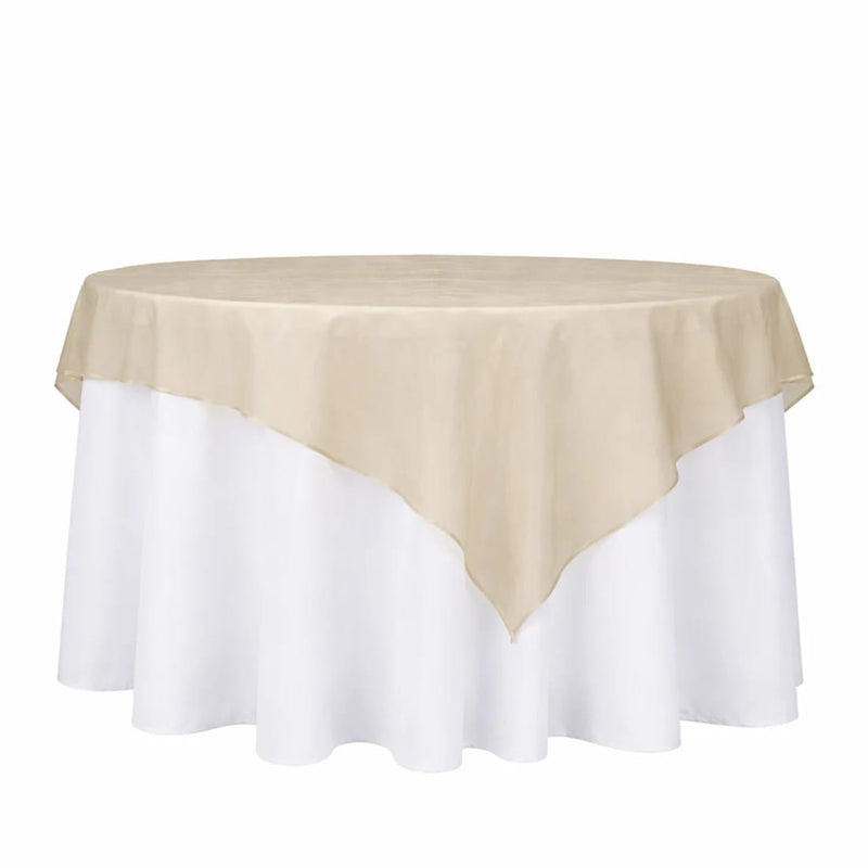 10 Sheer 72" x 72" Organza Table Overlay LAY72_ORG_GOLD_PK10
