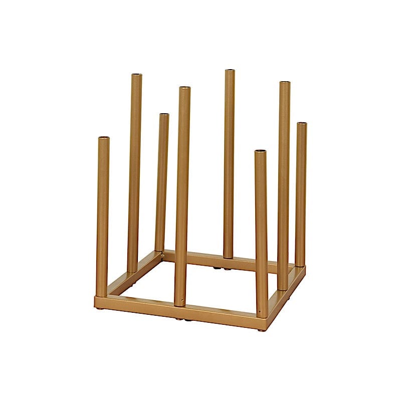10" Square 8-Tubes Minimalist Base Design Flower Vase Centerpiece - Gold IRON_VASE_013_SQUR_10_GOLD