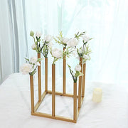 10" Square 8-Tubes Minimalist Base Design Flower Vase Centerpiece - Gold IRON_VASE_013_SQUR_10_GOLD
