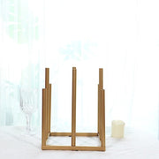 10" Square 8-Tubes Minimalist Base Design Flower Vase Centerpiece - Gold IRON_VASE_013_SQUR_10_GOLD