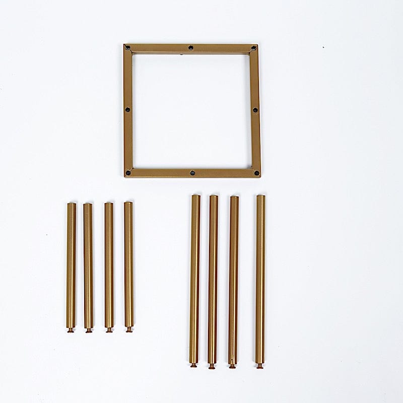 10" Square 8-Tubes Minimalist Base Design Flower Vase Centerpiece - Gold IRON_VASE_013_SQUR_10_GOLD
