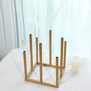 10" Square 8-Tubes Minimalist Base Design Flower Vase Centerpiece - Gold IRON_VASE_013_SQUR_10_GOLD