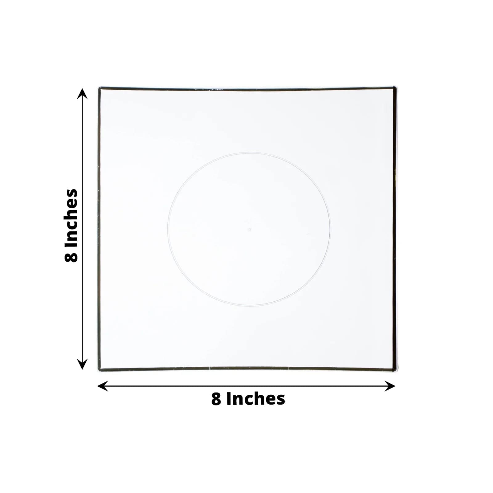 10 Square Concave Plastic Salad and Dinner Plates with Gold Rim - Disposable Tableware