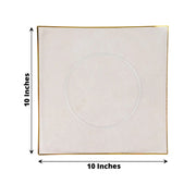 10 Square Concave Plastic Salad and Dinner Plates with Gold Rim - Disposable Tableware