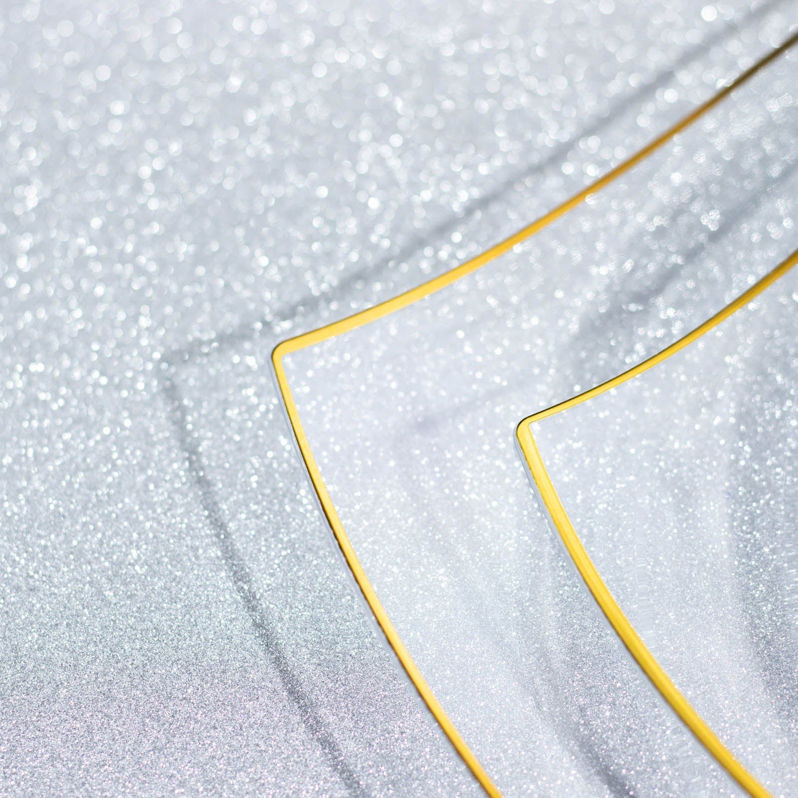 10 Square Plastic Salad and Dinner Plates with Wavy Gold Rim - Disposable Tableware