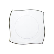 10 Square Plastic Salad and Dinner Plates with Wavy Gold Rim - Disposable Tableware DSP_PLS0007_8_CLRGD