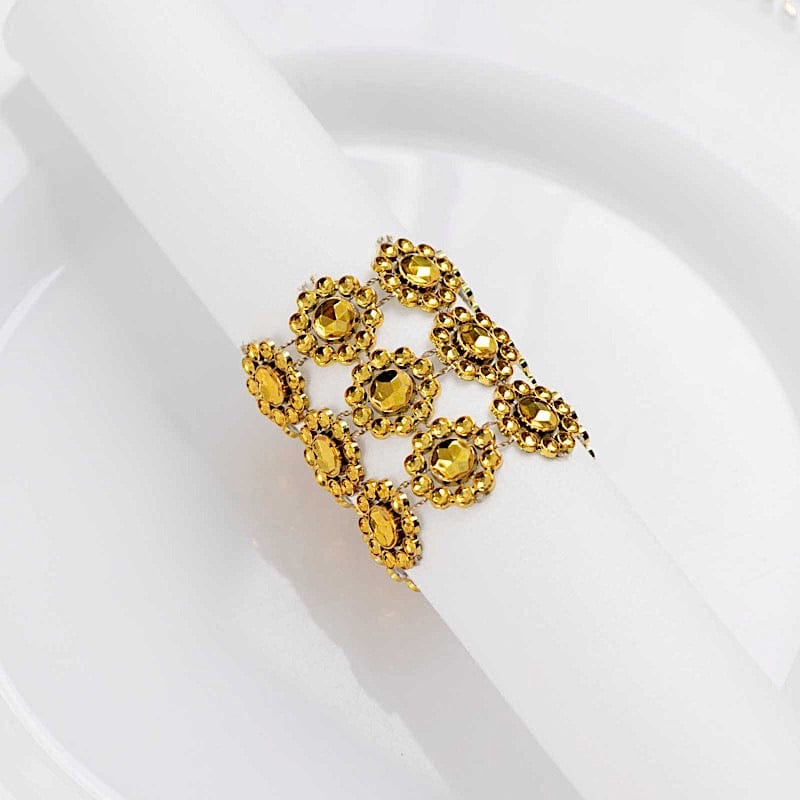 10 Sunflower Diamond Rhinestones Napkin Rings with Velcro