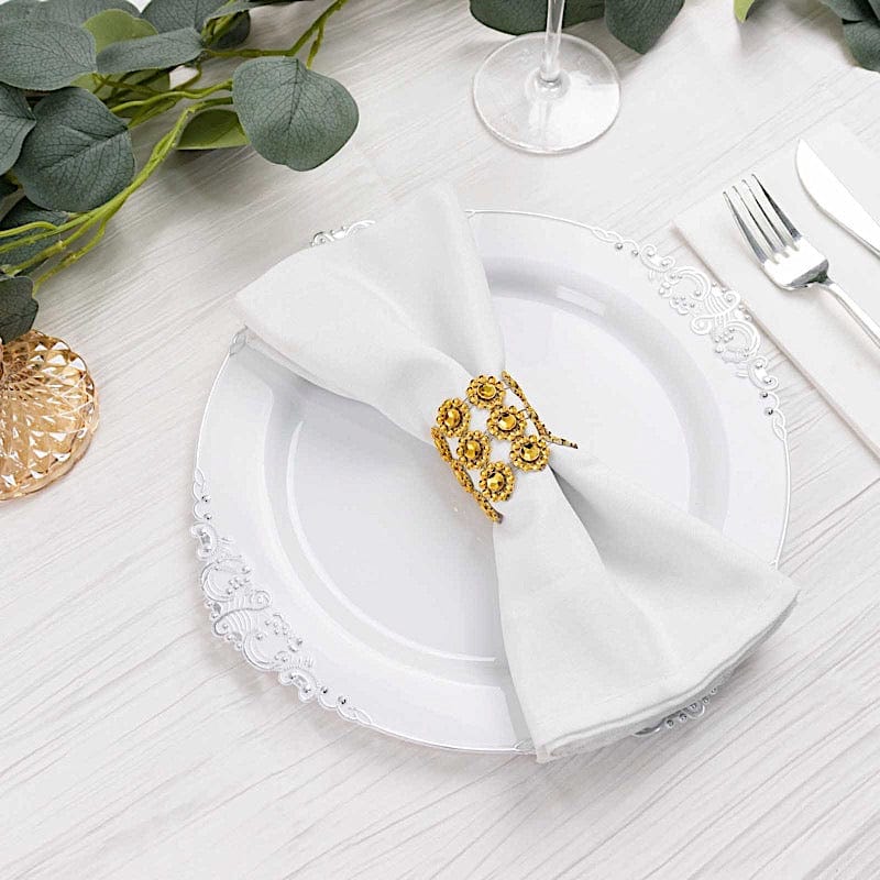 10 Sunflower Diamond Rhinestones Napkin Rings with Velcro