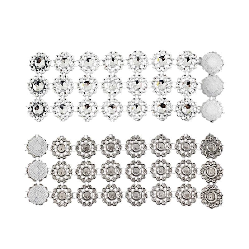 10 Sunflower Diamond Rhinestones Napkin Rings with Velcro NAP_RING56_SILV
