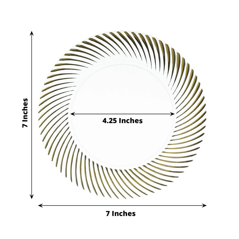 10 Swirl Rim Plastic Dessert Appetizer Plates - Disposable Tableware