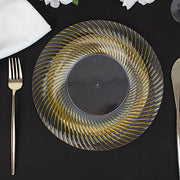 10 Swirl Rim Plastic Dessert Appetizer Plates - Disposable Tableware