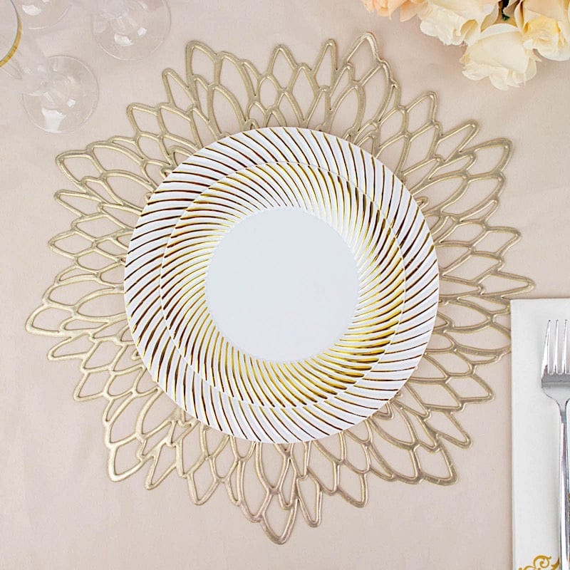 10 Swirl Rim Plastic Dessert Appetizer Plates - Disposable Tableware