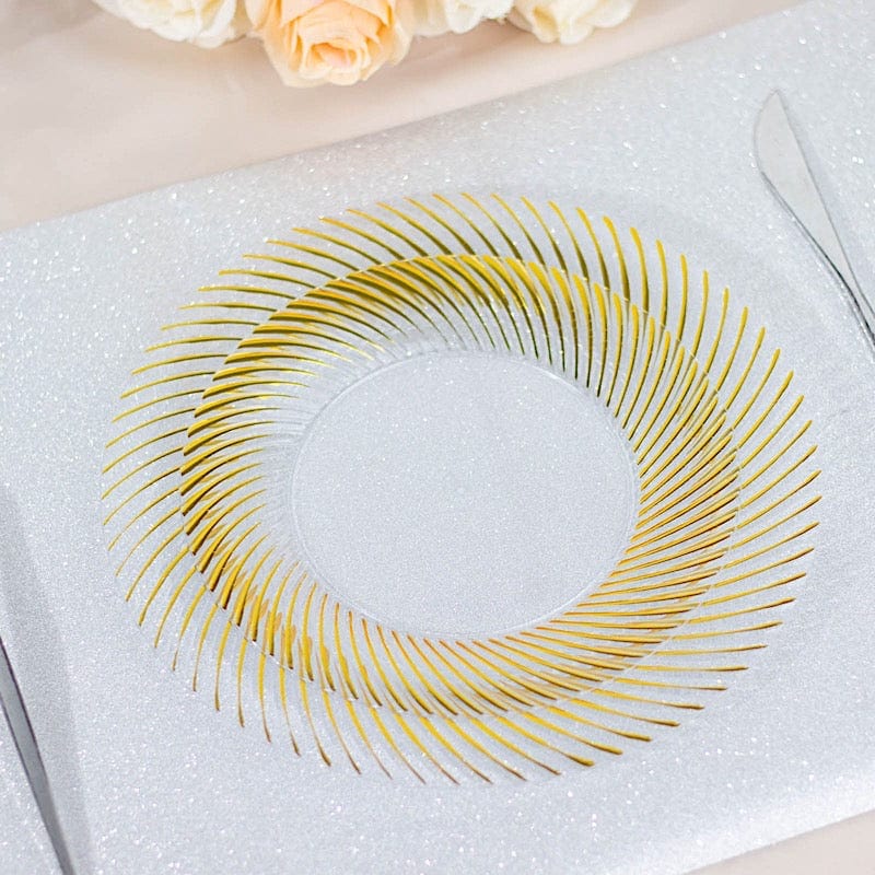 10 Swirl Rim Plastic Dessert Appetizer Plates - Disposable Tableware
