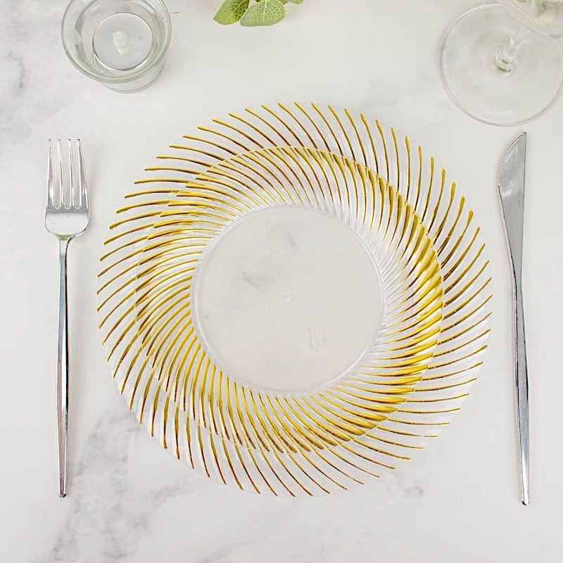 10 Swirl Rim Plastic Dessert Appetizer Plates - Disposable Tableware