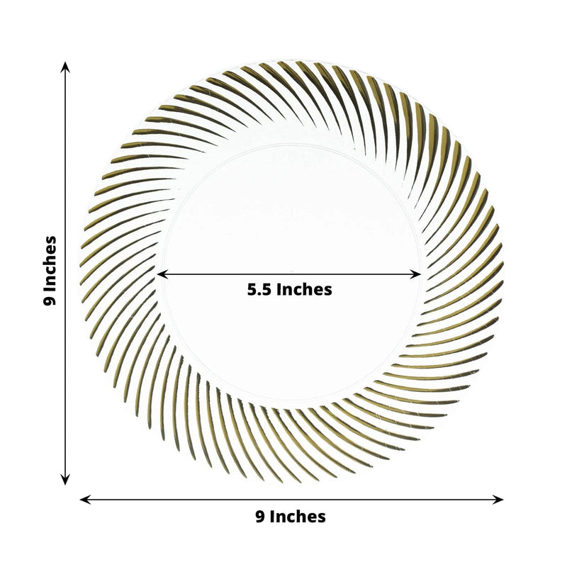 10 Swirl Rim Plastic Dessert Appetizer Plates - Disposable Tableware