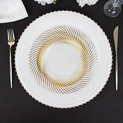 10 Swirl Rim Plastic Dessert Appetizer Plates - Disposable Tableware