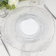 10 Swirl Rim Plastic Dessert Appetizer Plates - Disposable Tableware