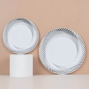 10 Swirl Rim Plastic Dessert Appetizer Plates - Disposable Tableware