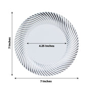 10 Swirl Rim Plastic Dessert Appetizer Plates - Disposable Tableware