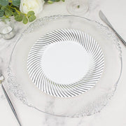 10 Swirl Rim Plastic Dessert Appetizer Plates - Disposable Tableware