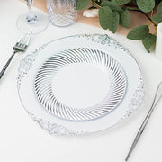 10 Swirl Rim Plastic Dessert Appetizer Plates - Disposable Tableware