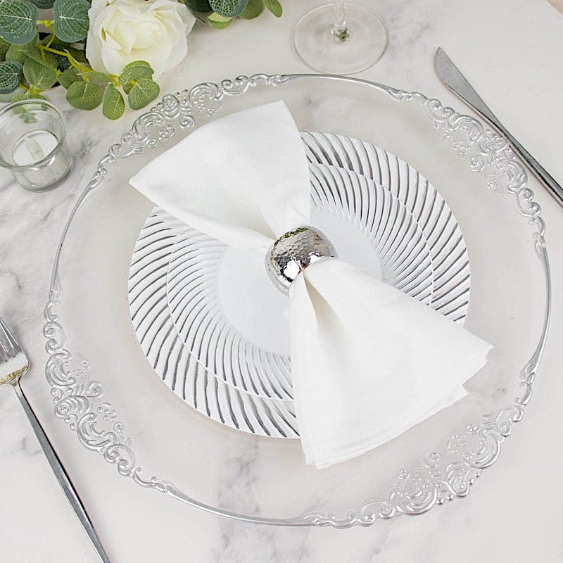 10 Swirl Rim Plastic Dessert Appetizer Plates - Disposable Tableware