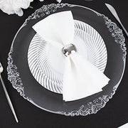 10 Swirl Rim Plastic Dessert Appetizer Plates - Disposable Tableware