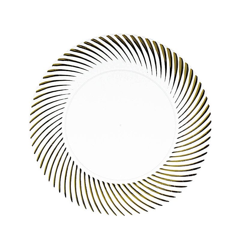 10 Swirl Rim Plastic Dessert Appetizer Plates - Disposable Tableware DSP_PLR0027_7_CLGD