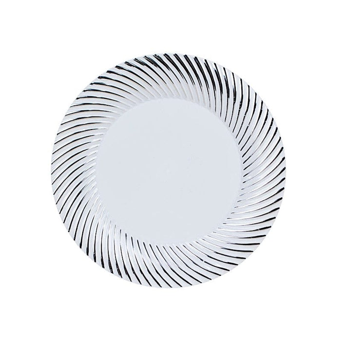 10 Swirl Rim Plastic Dessert Appetizer Plates - Disposable Tableware DSP_PLR0027_7_WHSV