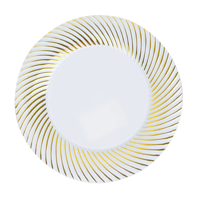 10 Swirl Rim Plastic Dessert Appetizer Plates - Disposable Tableware DSP_PLR0027_9_WHGD