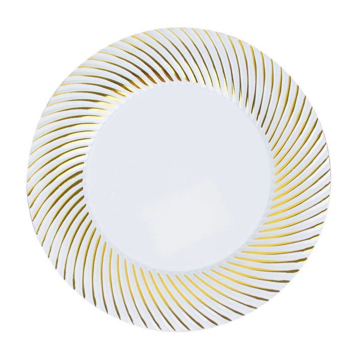 10 Swirl Rim Plastic Dessert Appetizer Plates - Disposable Tableware DSP_PLR0027_9_WHGD