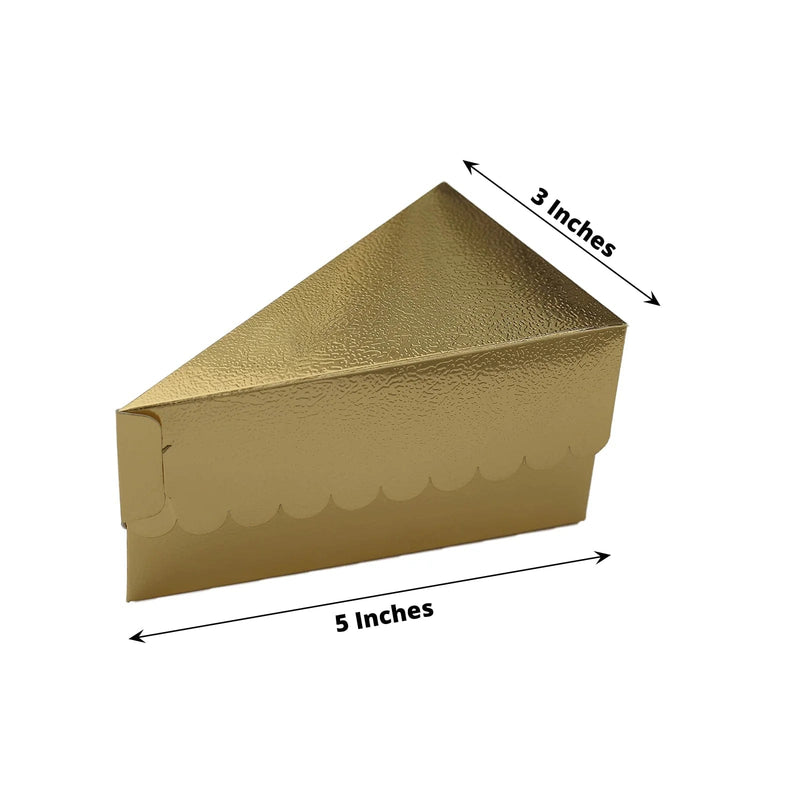 10 Triangle 5" x 3" Cake Slice Paper Boxes with Scalloped Top