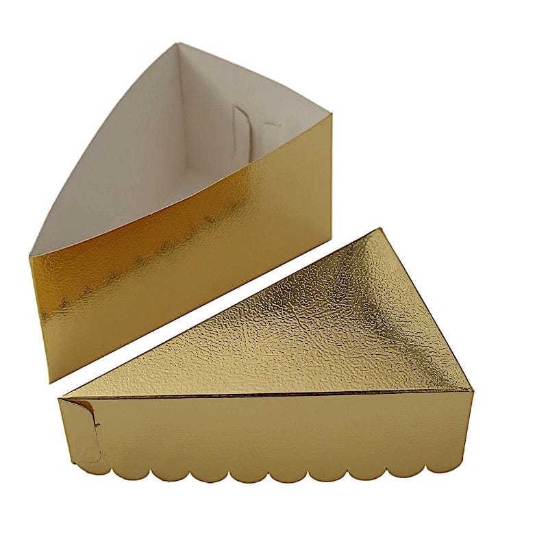 10 Triangle 5" x 3" Cake Slice Paper Boxes with Scalloped Top